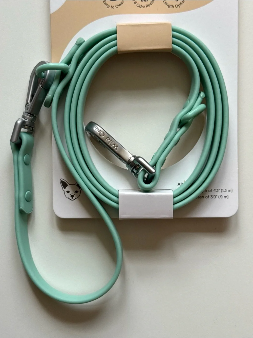 Wild One Adjustable Waterproof FlexPoly Coated Nylon Dog Leash - Small - Seafoam